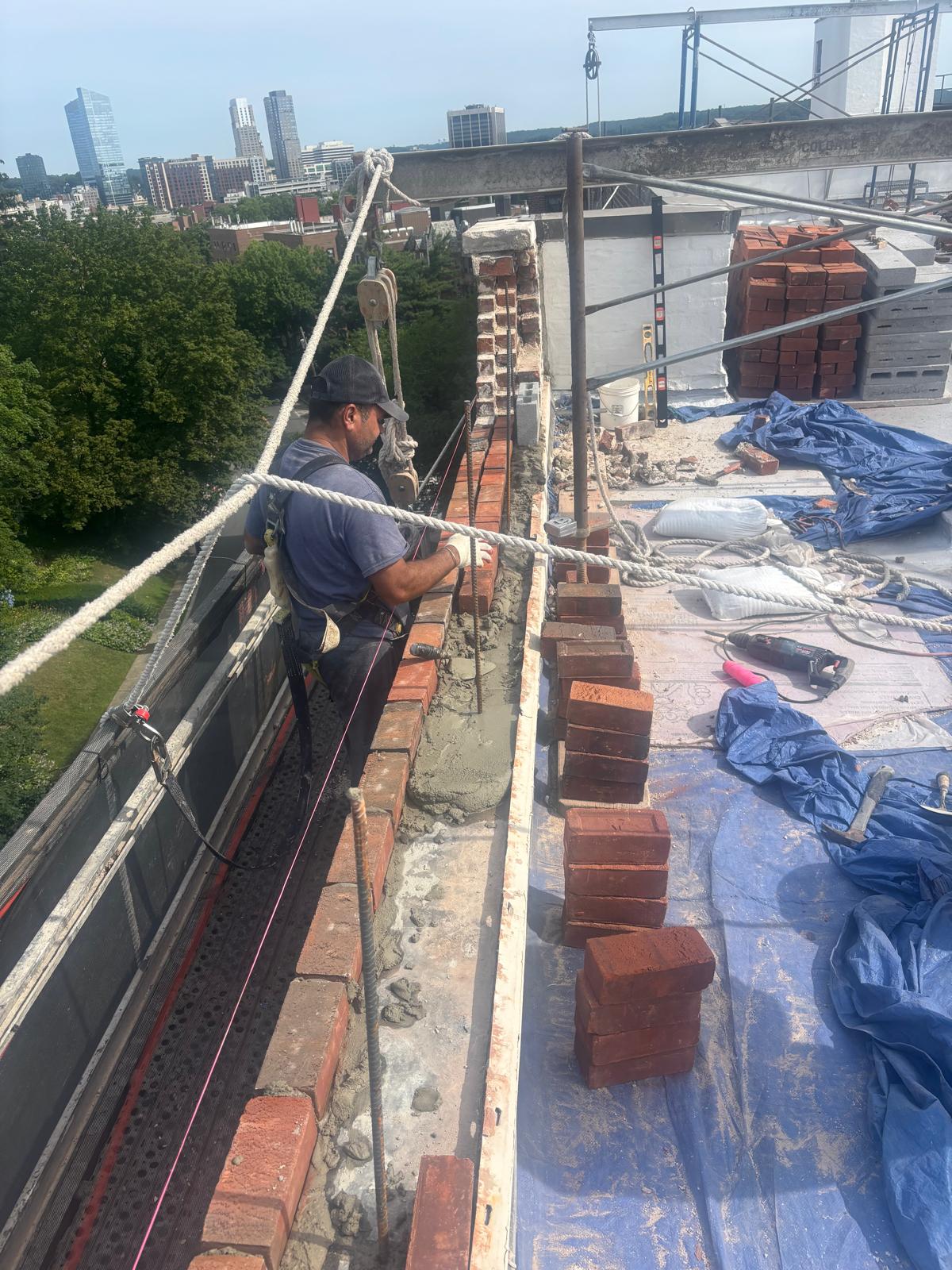 Rooftop masonry and parapet repair in New York